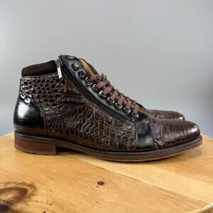 Mezlan Manson Genuine Crocodile Lace Up Ankle Boots Mens Size 13 Double‎ Zip